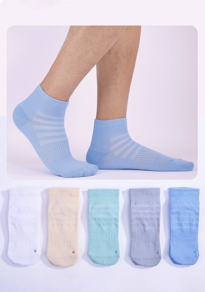 Woman Summer Thin Ankle Running Socks, 80% Combed Cotton Professional Sports Socks, Breathable Sweat Wicking Anti-slip Antibacterial (SO235)