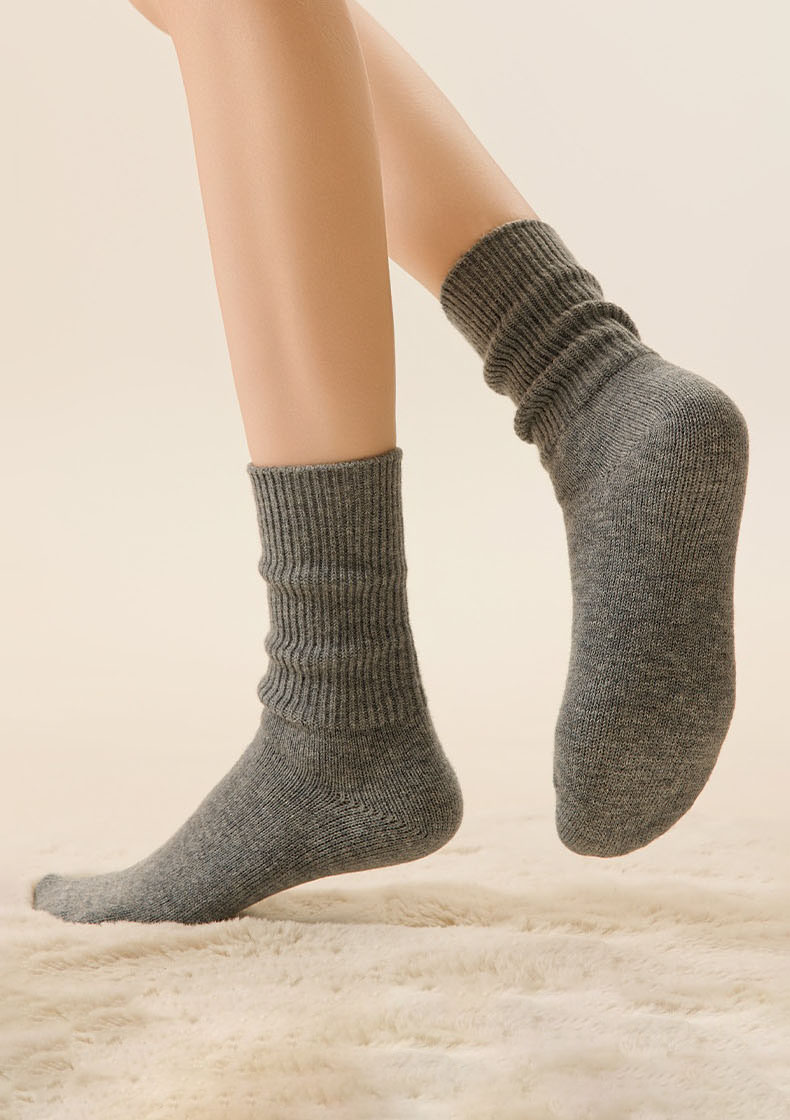 Women's Merino Wool Mid-calf Socks, Thick Warm Double Needle Casual Socks for Autumn & Winter (SO236)